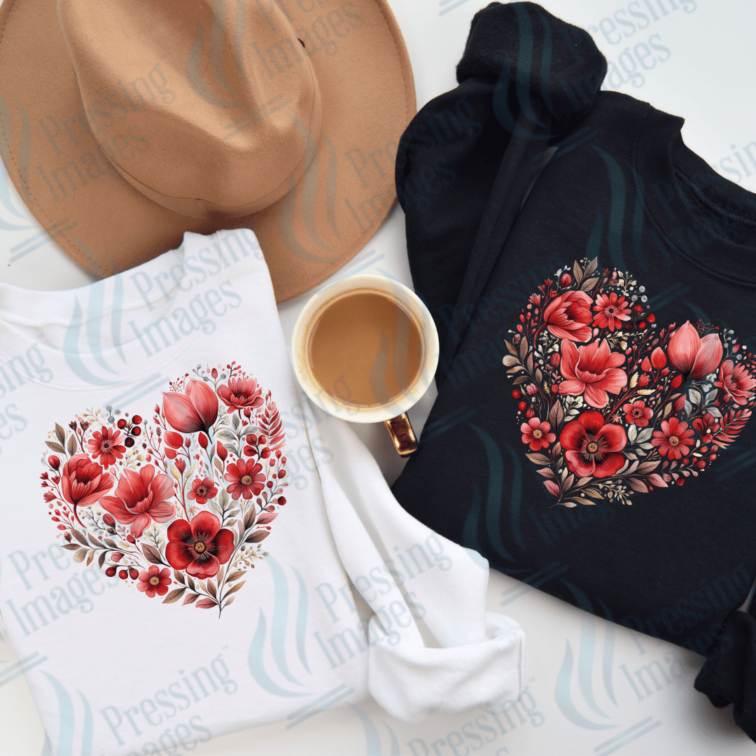 DTF 3484 Floral heart - Pressing Images