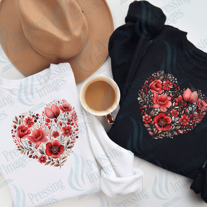 DTF 3484 Floral heart - Pressing Images