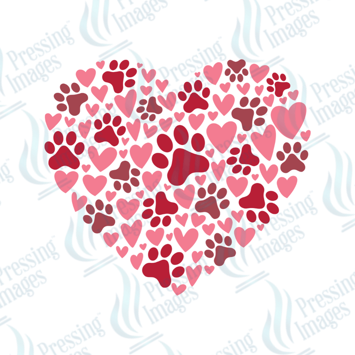 DTF 3487 Dog paw heart - Pressing Images