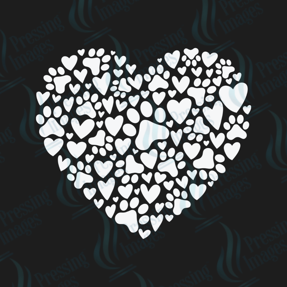 DTF 3487 Dog paw heart - Pressing Images