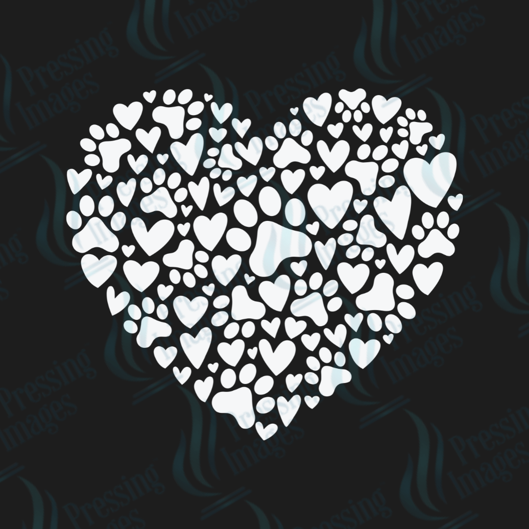 DTF 3487 Dog paw heart - Pressing Images