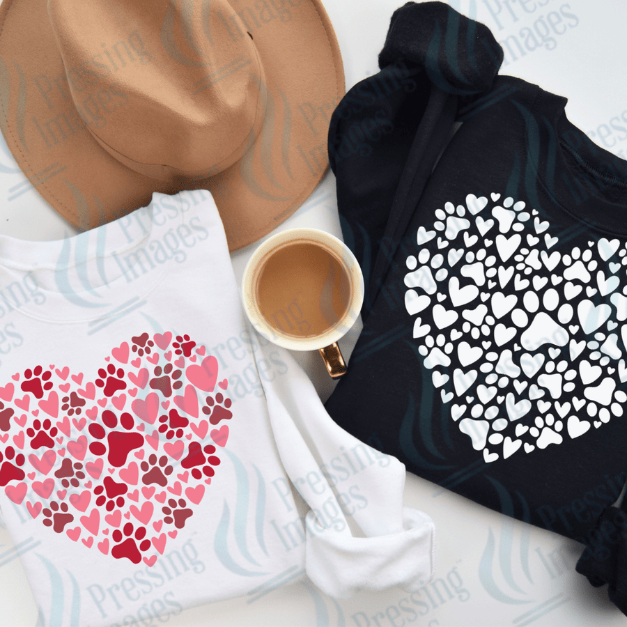 DTF 3487 Dog paw heart - Pressing Images