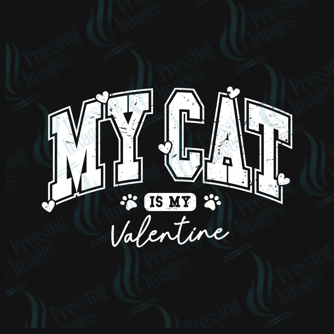 DTF 3521 My cat is my Valentine - Pressing Images