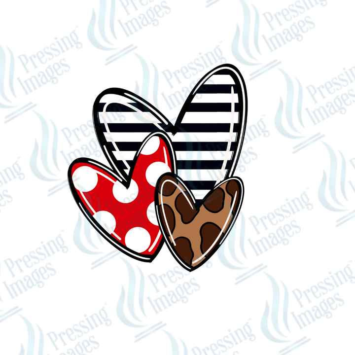 DTF 3562 Red stripe leopard heart - Pressing Images