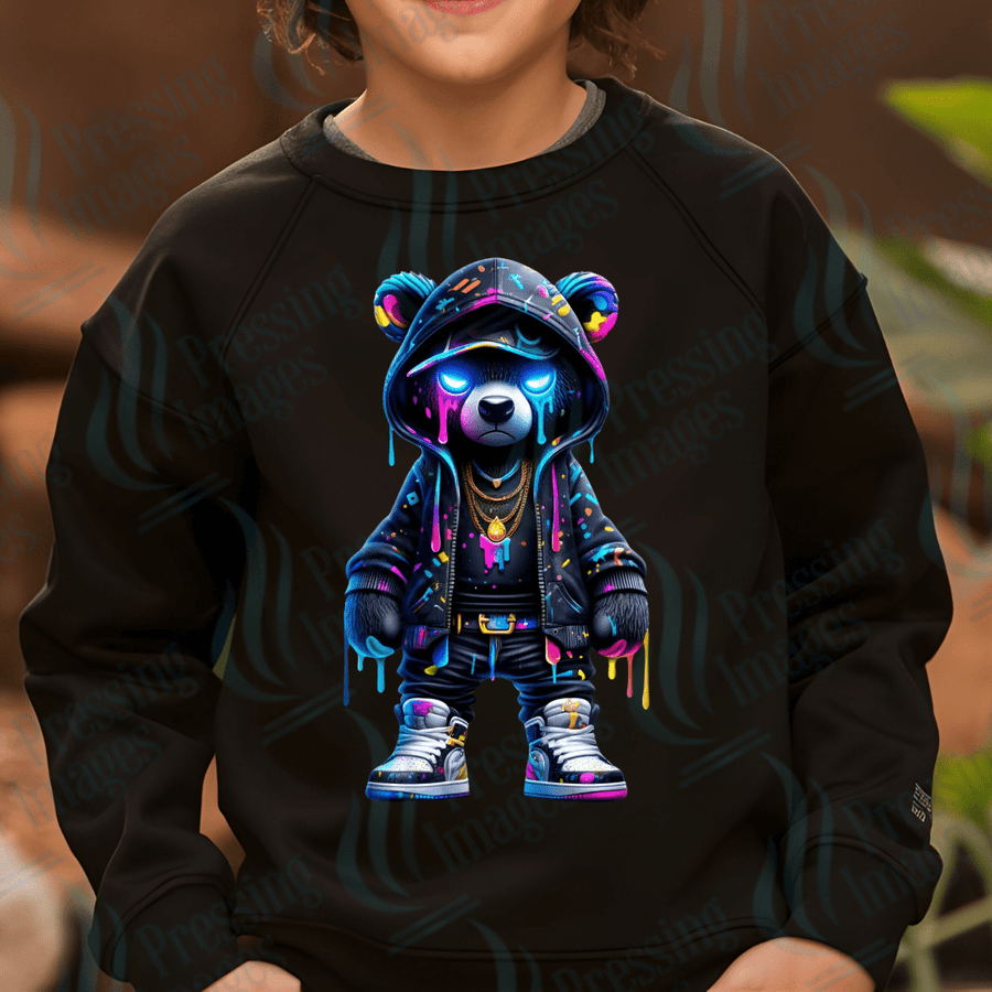 DTF 3584 Neon bear - Pressing Images