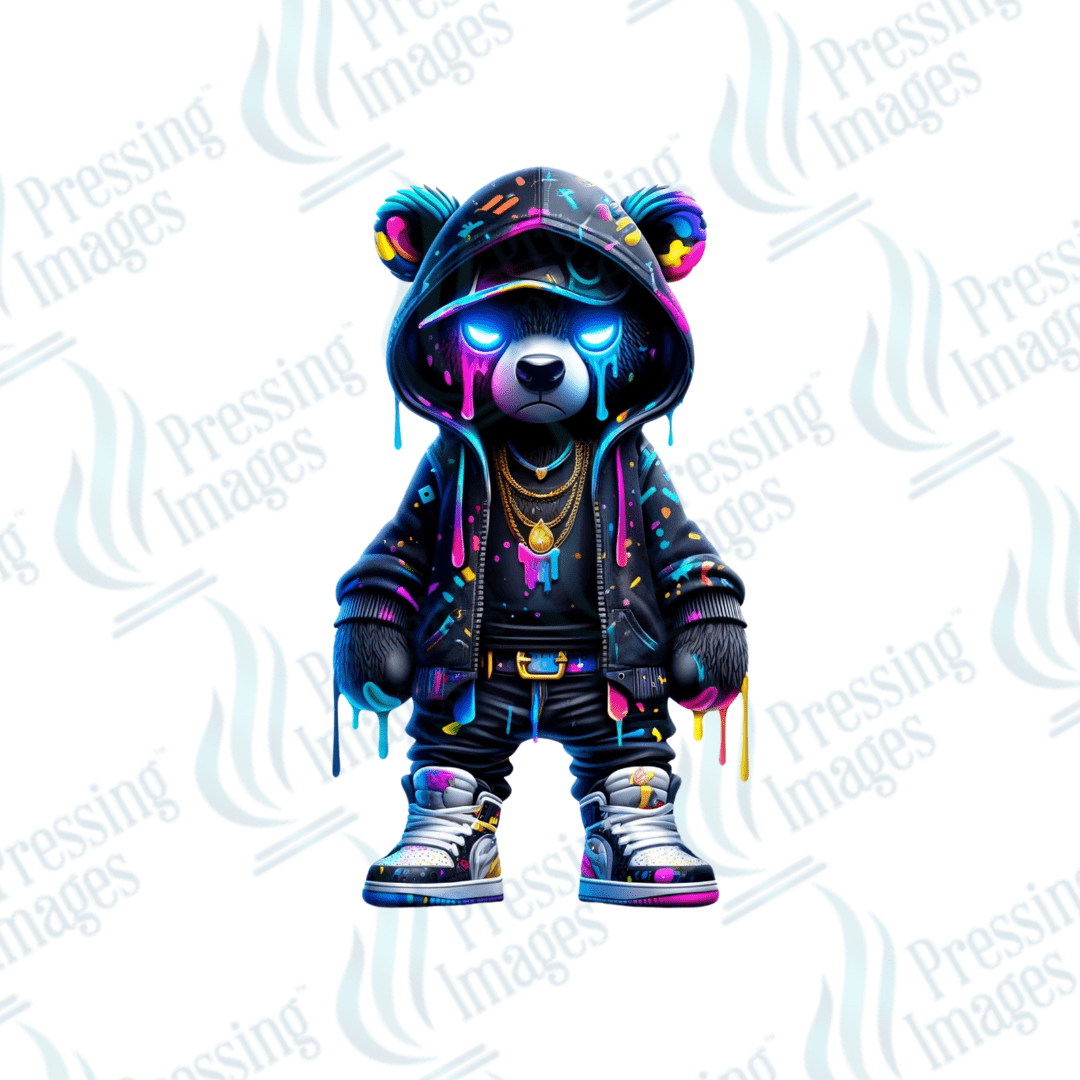 DTF 3584 Neon bear - Pressing Images