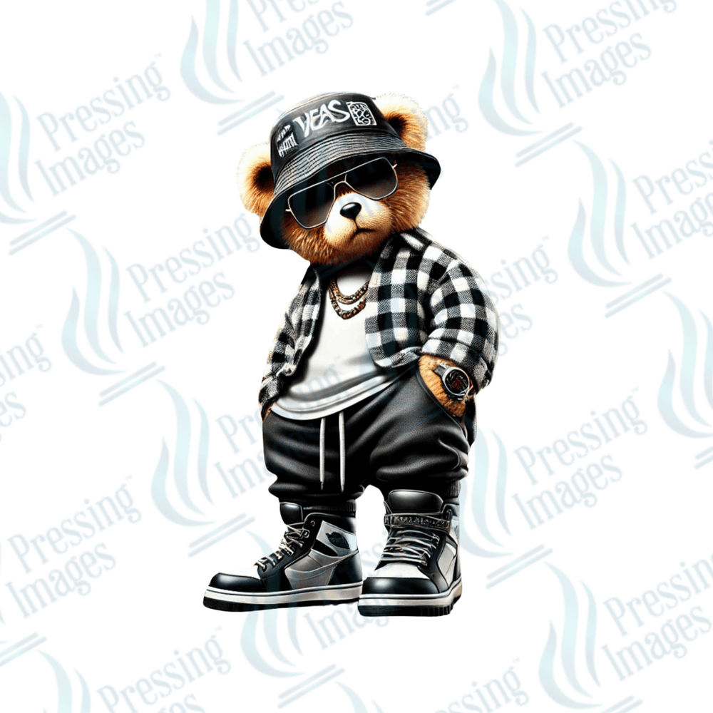 DTF 3585 Buffalo plaid bear - Pressing Images