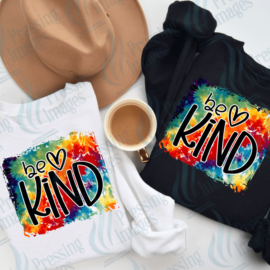 DTF 3589 Be kind tie dye - Pressing Images