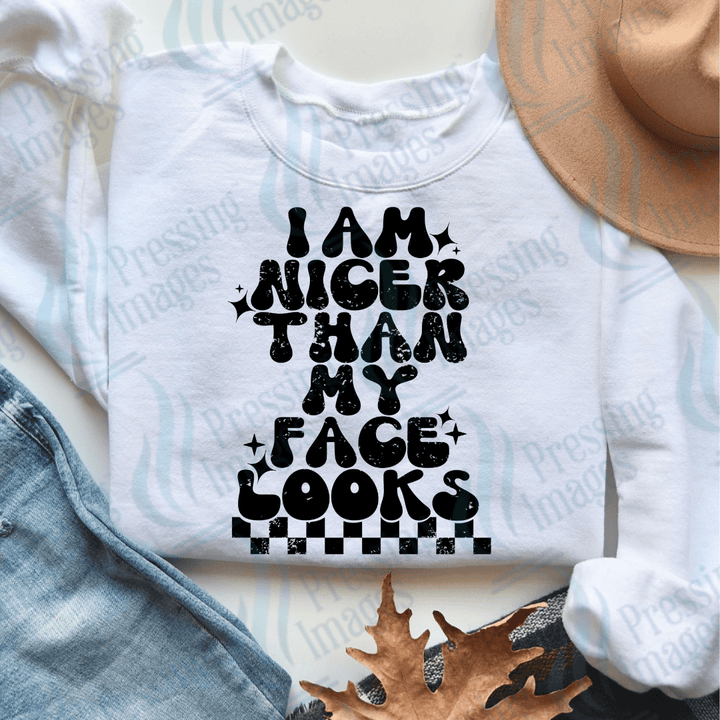 DTF 3606 I am nicer than my face looks - Pressing Images
