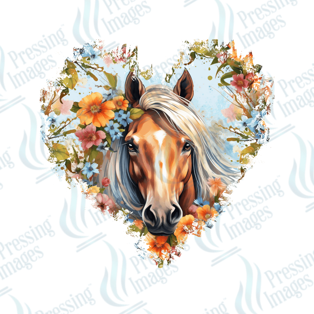 DTF 3633 Flowers Horse - Pressing Images