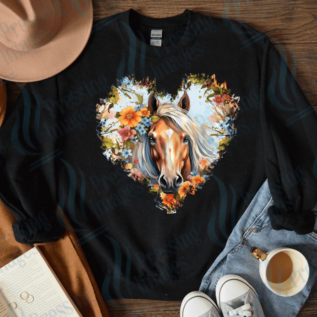 DTF 3633 Flowers Horse - Pressing Images