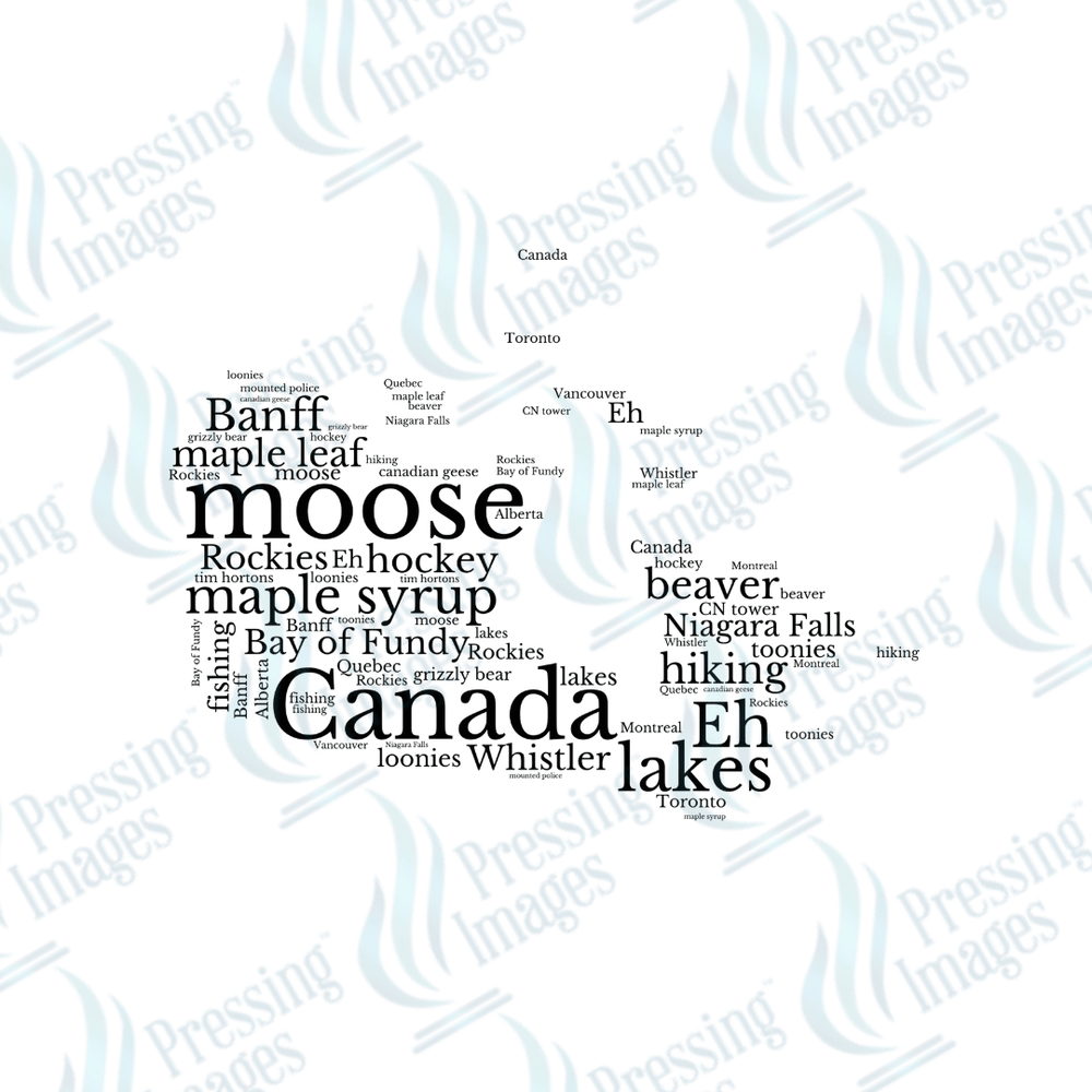 DTF 3663 Canadian Map words - Pressing Images