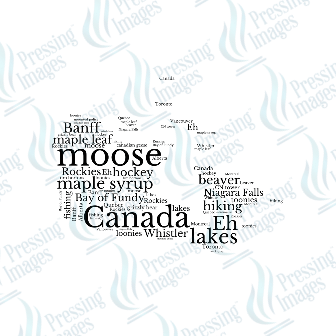 DTF 3663 Canadian Map words - Pressing Images