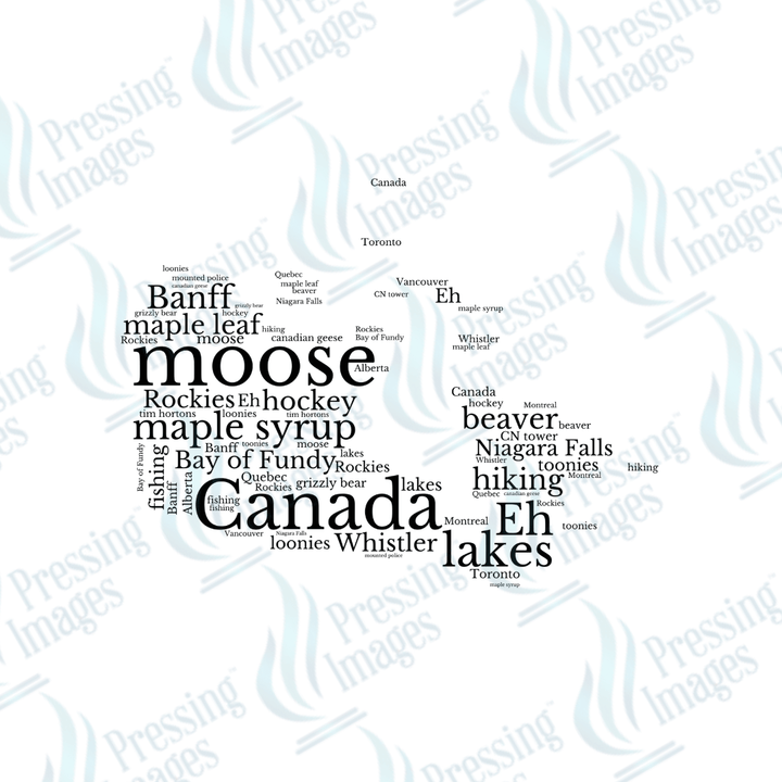 DTF 3663 Canadian Map words - Pressing Images