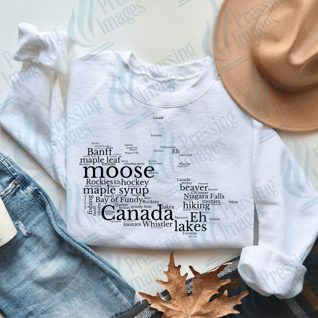 DTF 3663 Canadian Map words - Pressing Images