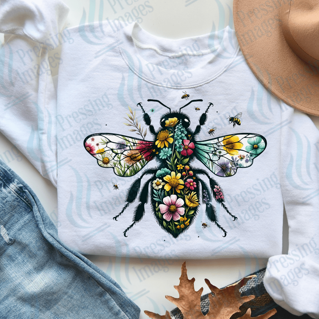 DTF 3715 Bee Floral - Pressing Images