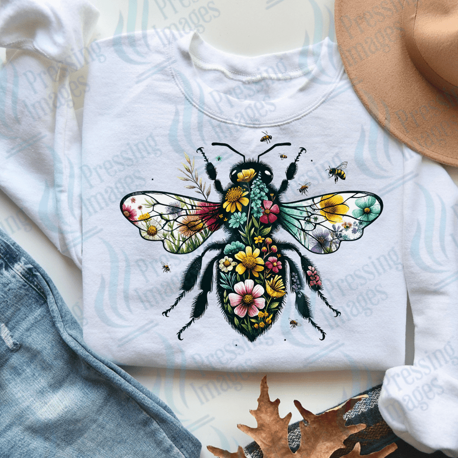DTF 3715 Bee Floral - Pressing Images
