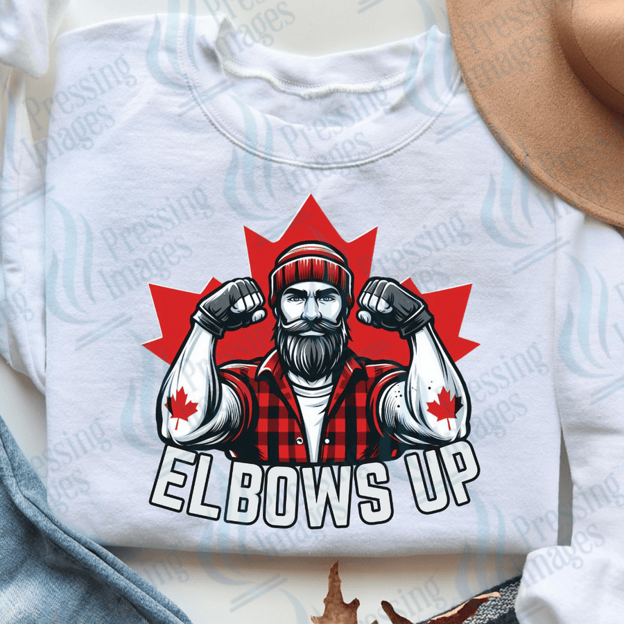 DTF 3774 Elbows Up Male Lumberjack - Pressing Images