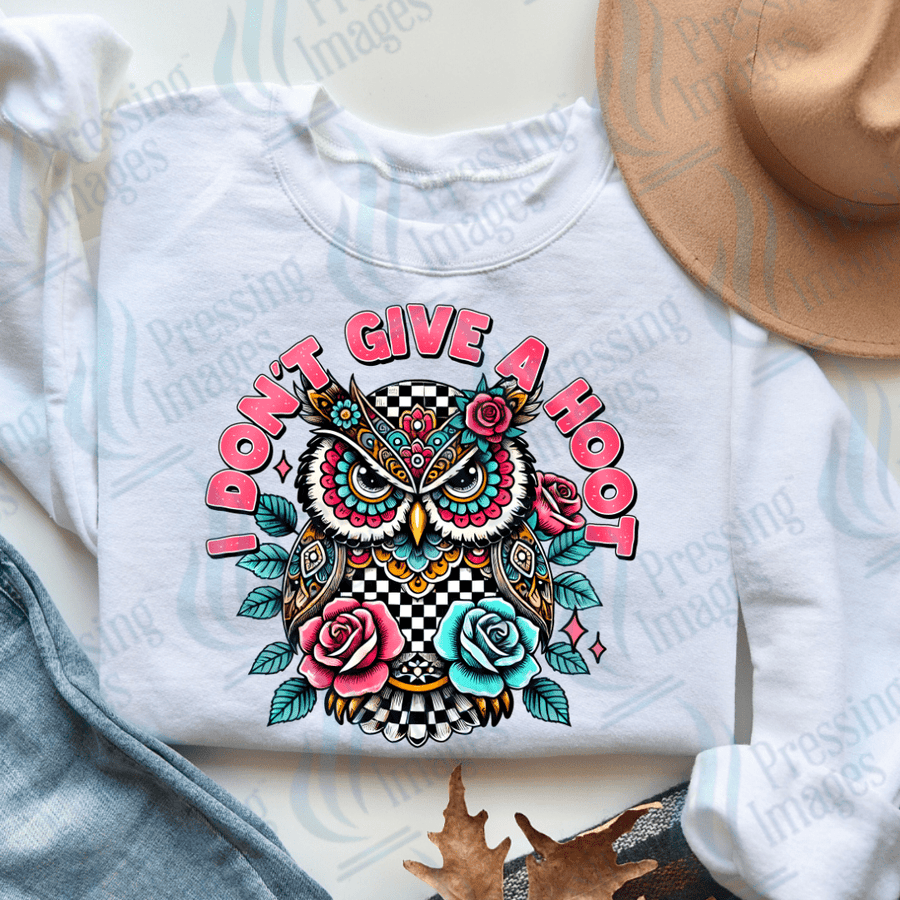 DTF 3777 I Don't Give a Hoot - Pressing Images