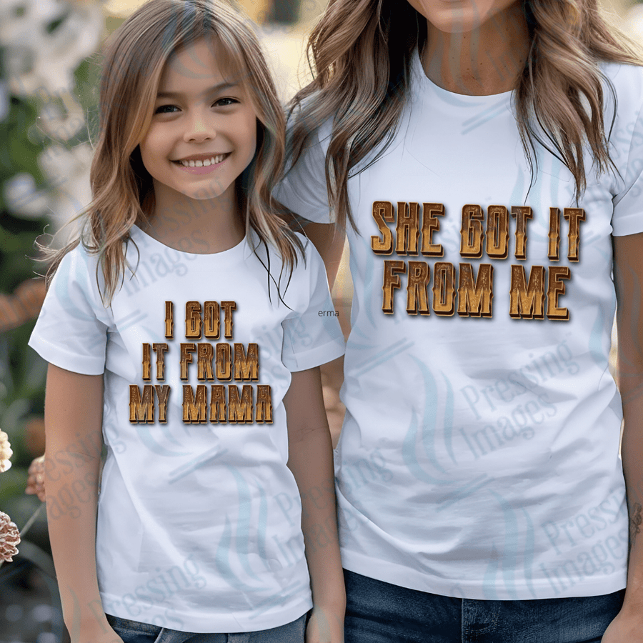 DTF 3843 She Got It From Me , I Got It From My Mama - Pressing Images