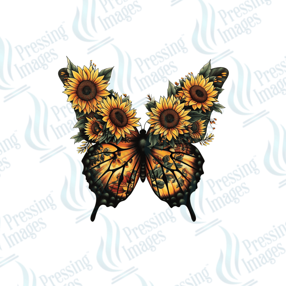DTF 3845 Sunflower Butterfly - Pressing Images