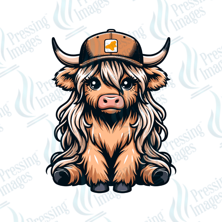 DTF 3883 Cow with Hat - Pressing Images