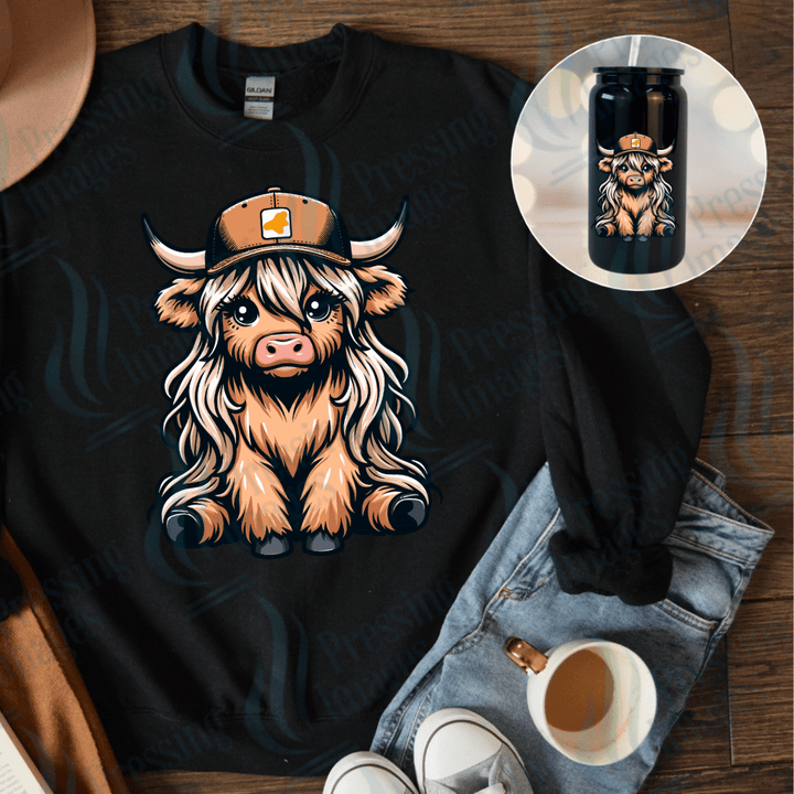 DTF 3883 Cow with Hat - Pressing Images