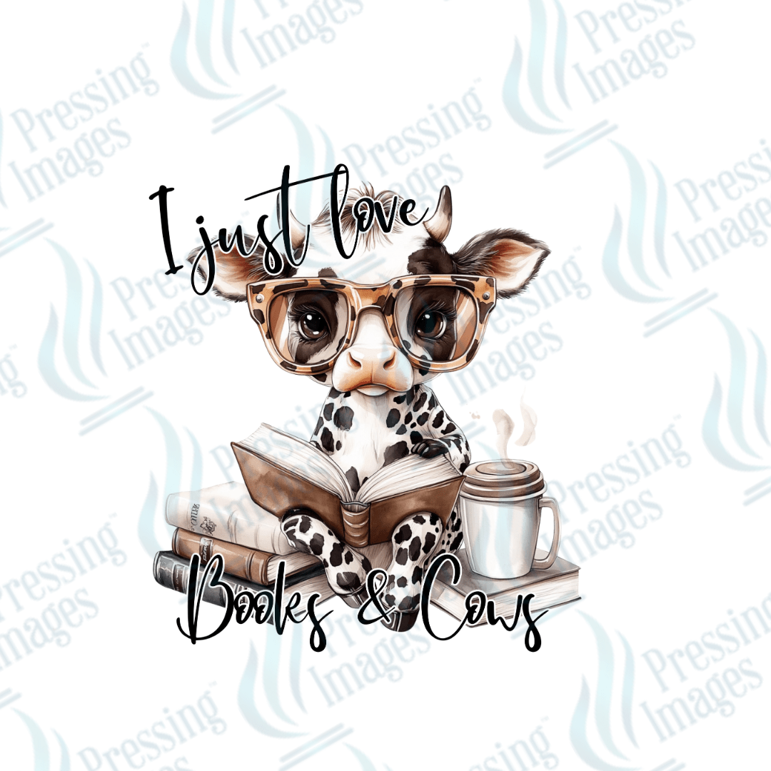 DTF 3898 I Just Love Books and Cows - Pressing Images