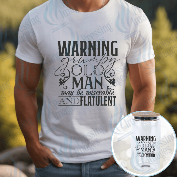 DTF 3918 Warning Grumpy Old Man - Pressing Images