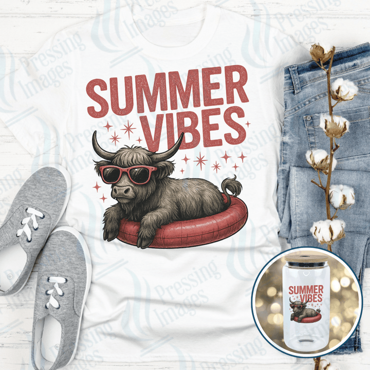 DTF 3950 Summer Vibes Cow - Pressing Images