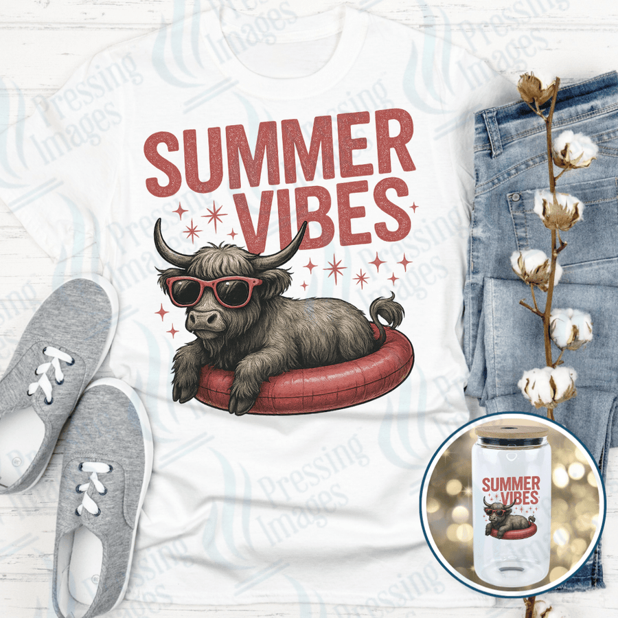 DTF 3950 Summer Vibes Cow - Pressing Images