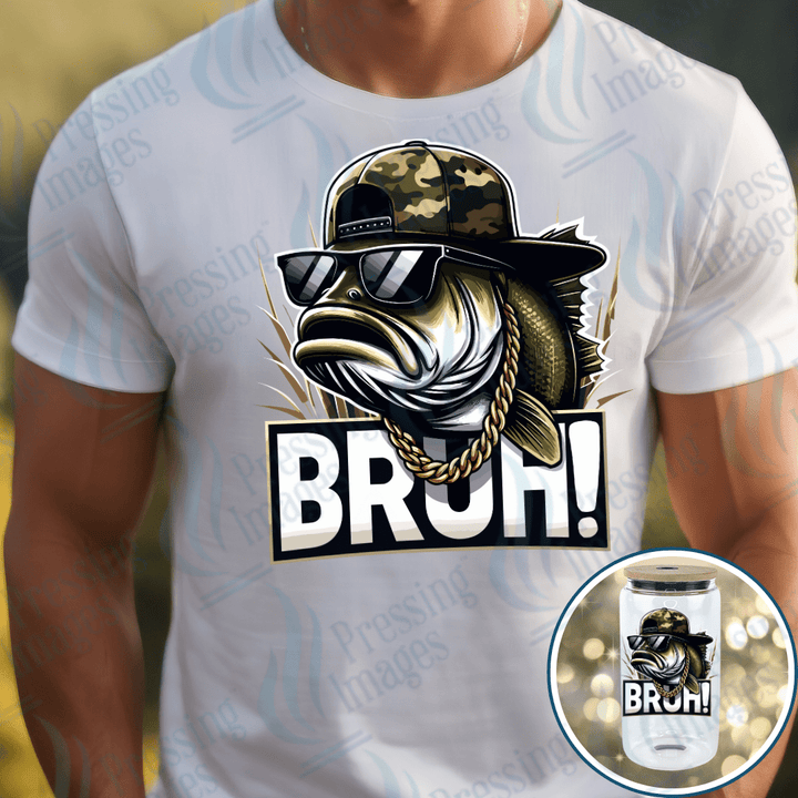 DTF 3958 Bass Fish Hat - Pressing Images