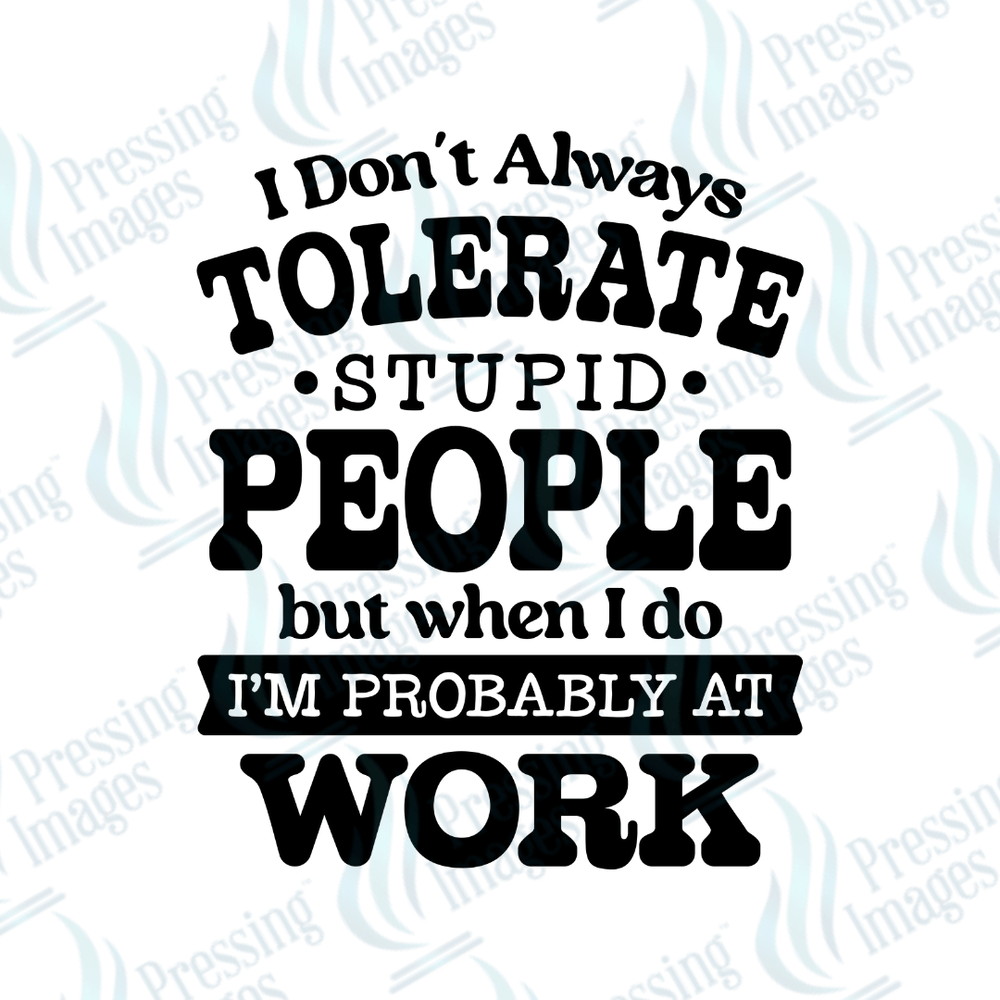 DTF 3980 I Don't Always Tolerate Stupid People - Pressing Images