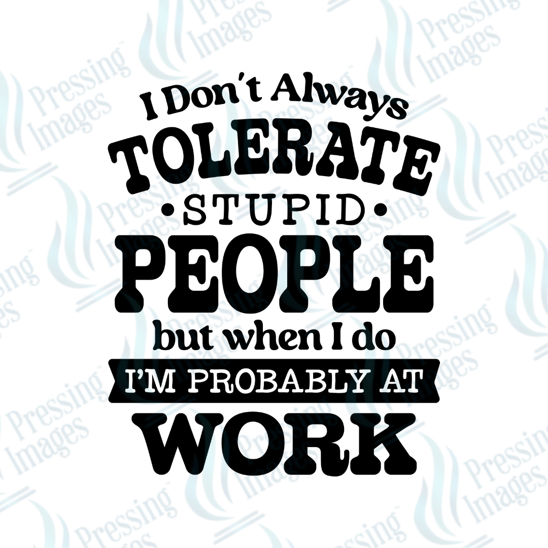 DTF 3980 I Don't Always Tolerate Stupid People - Pressing Images