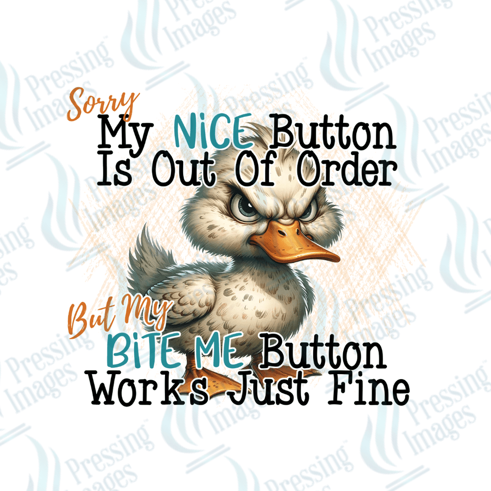 DTF 3988 Sorry My Nice Button Is Out Of Order - Pressing Images