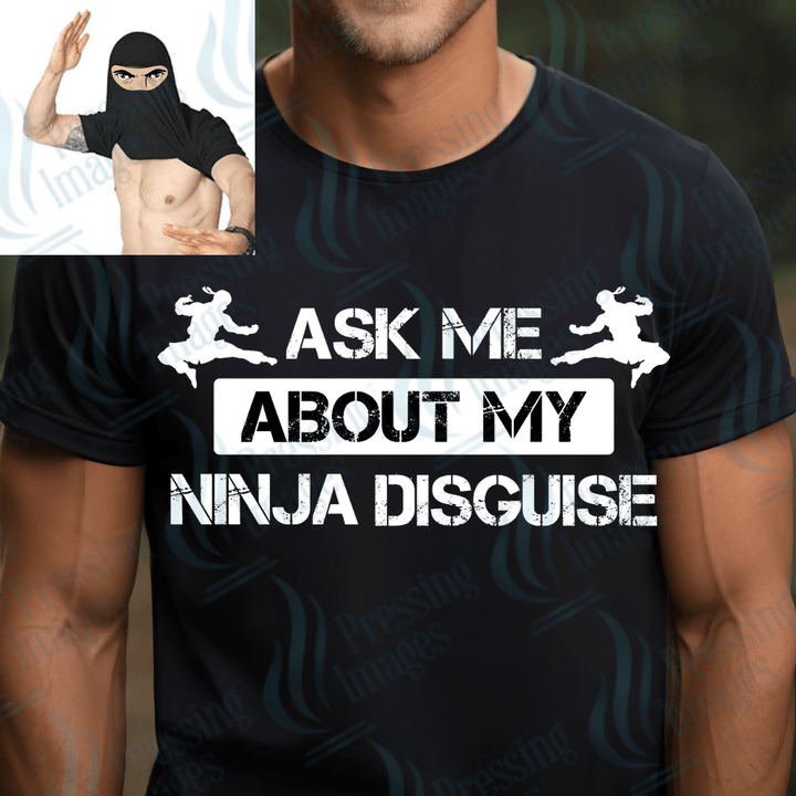 DTF 3989 Ninja Mask ( 2 Piece Mask and Saying ) - Pressing Images
