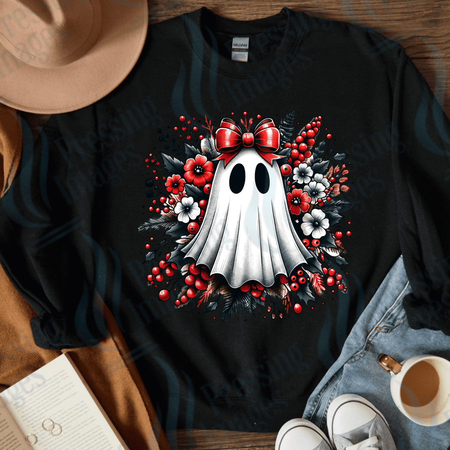 DTF 4013 Ghost with flowers - Pressing Images
