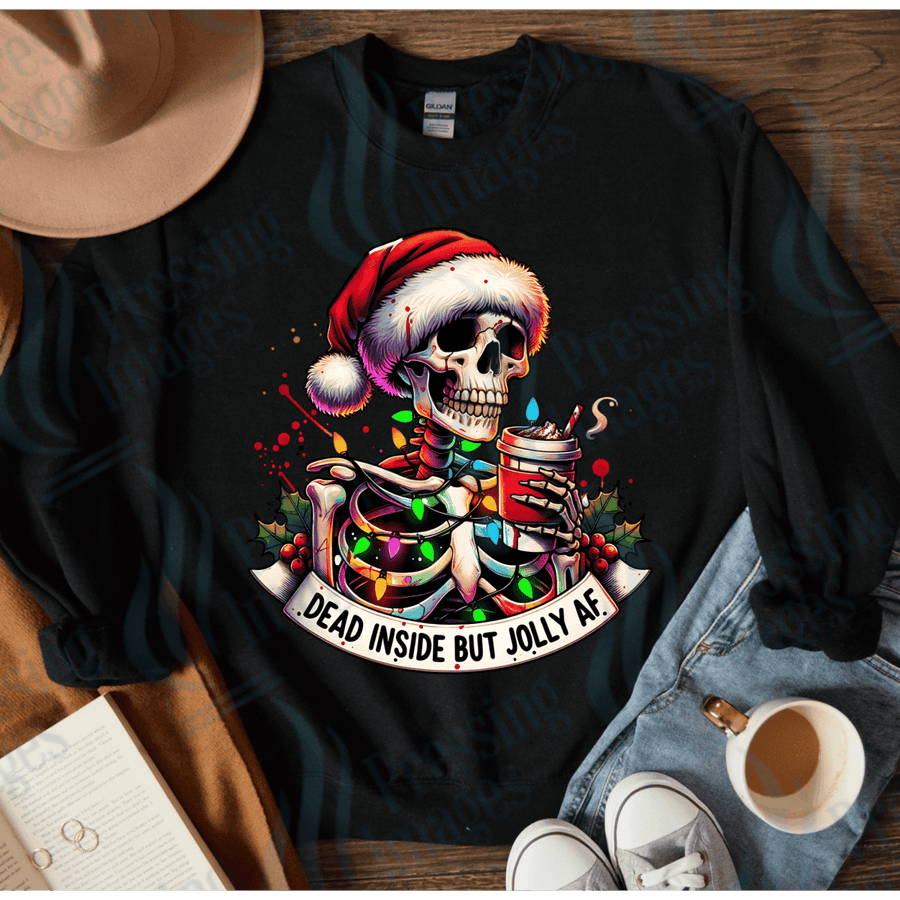 DTF 4046 Dead inside but jolly AF skeleton - Pressing Images
