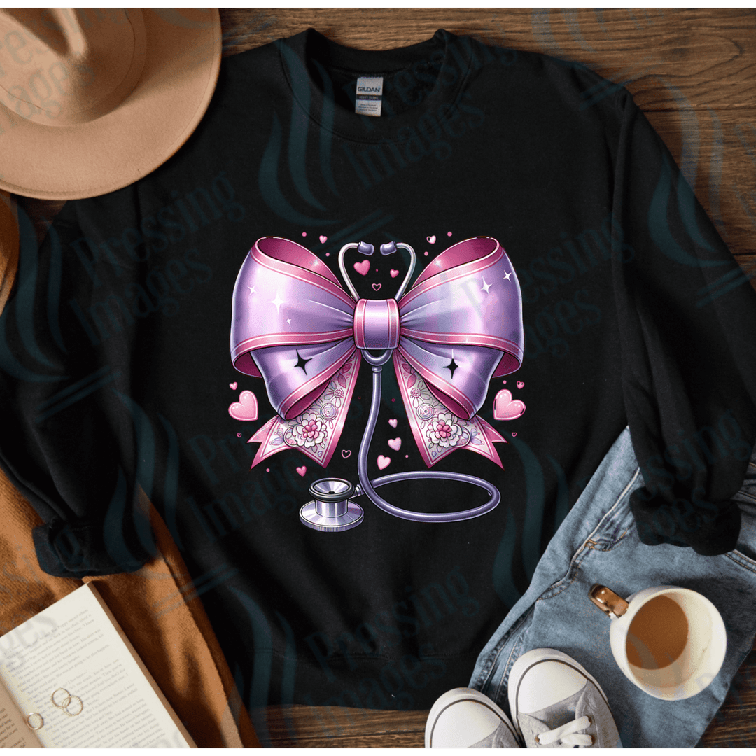 DTF 4053 purple stethoscope bow - Pressing Images