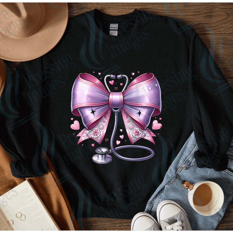 DTF 4053 purple stethoscope bow - Pressing Images