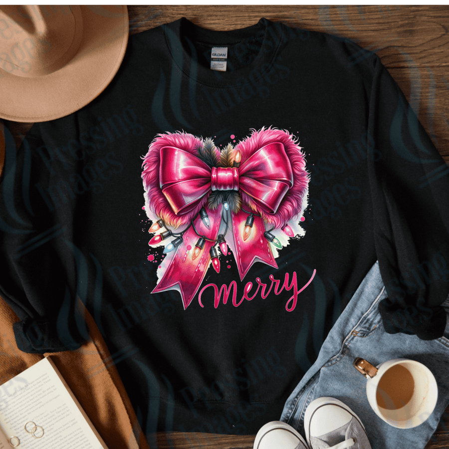 DTF 4071 Merry pink bow - Pressing Images