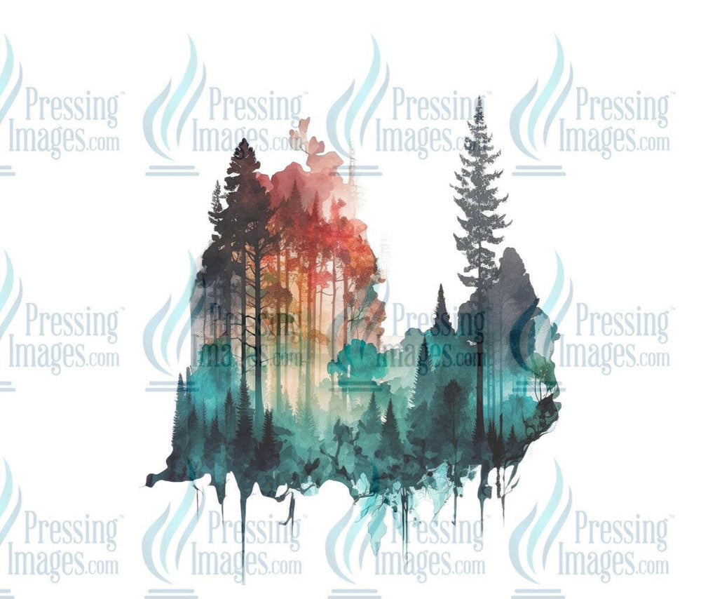 DTF: 598 watercolour trees - Pressing Images