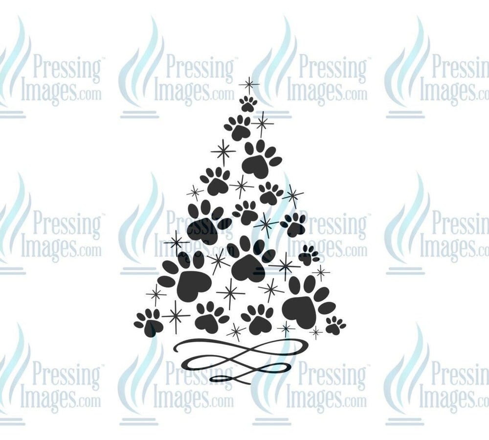 DTF: 605 Paw Christmas tree - Pressing Images