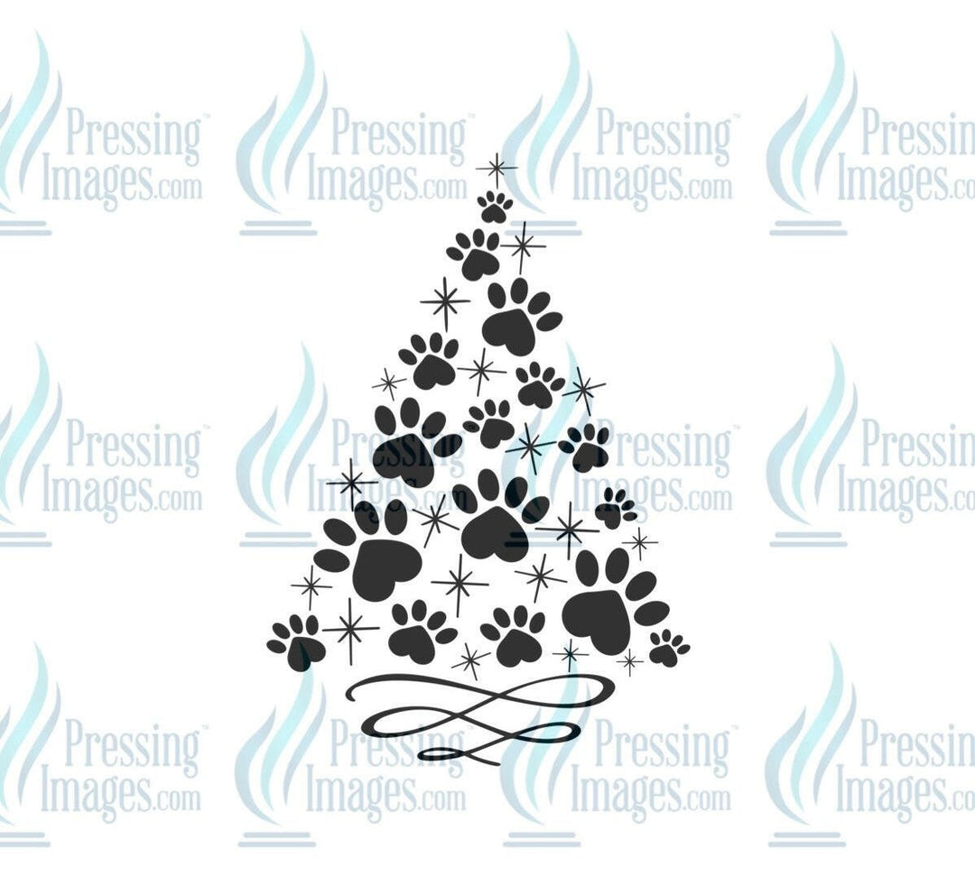 DTF: 605 Paw Christmas tree - Pressing Images