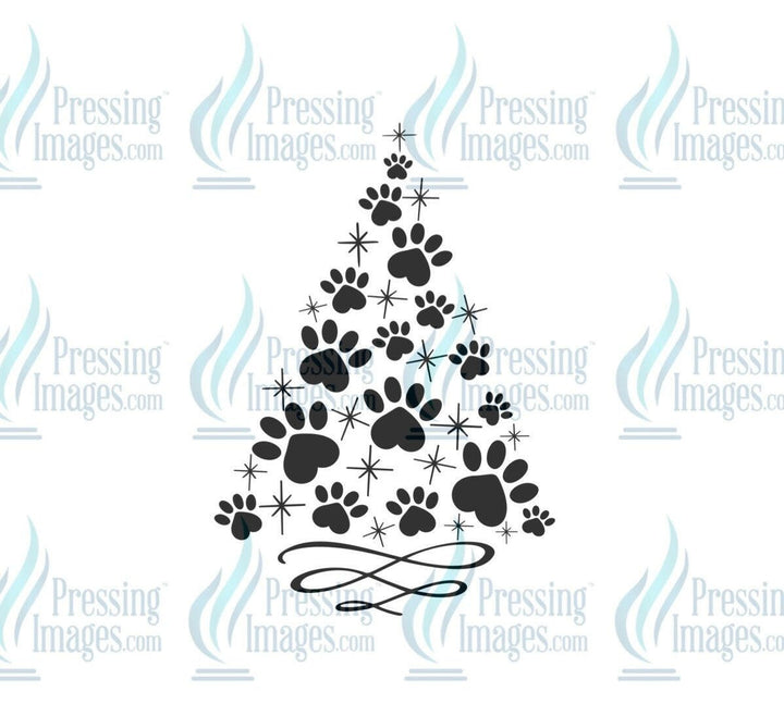 DTF: 605 Paw Christmas tree - Pressing Images