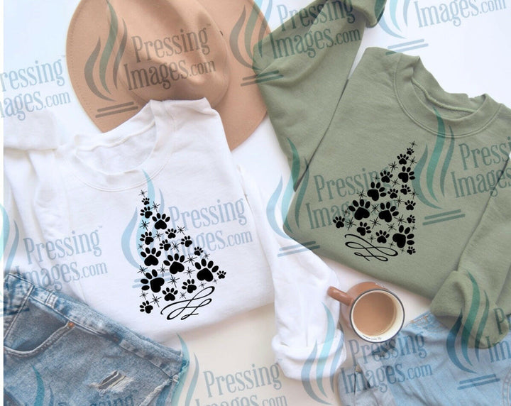 DTF: 605 Paw Christmas tree - Pressing Images
