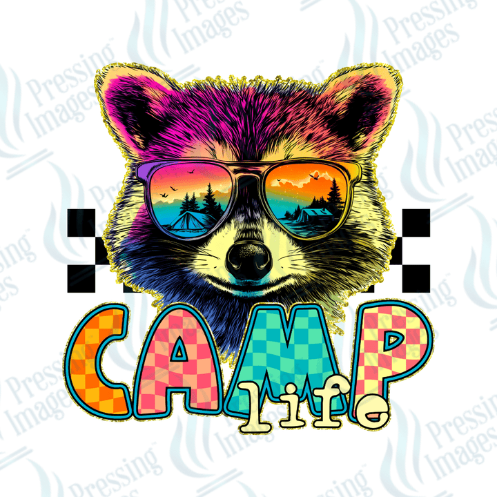 DTF 6059 Camp Life Racoon - Pressing Images