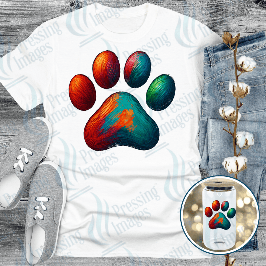 DTF 6069 Colored Paw - Pressing Images