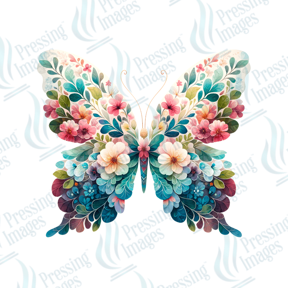 DTF 6119 Floral Butterfly - Pressing Images