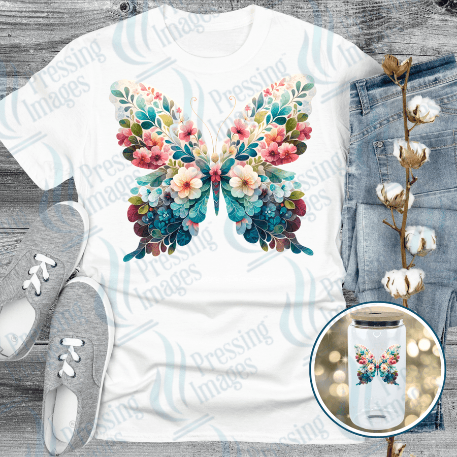 DTF 6119 Floral Butterfly - Pressing Images